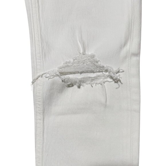 Gap Cheeky Straight High Rise White Denim Jeans 24/00 Petite 5Pocket Raw Hem NWT - Picture 4 of 10